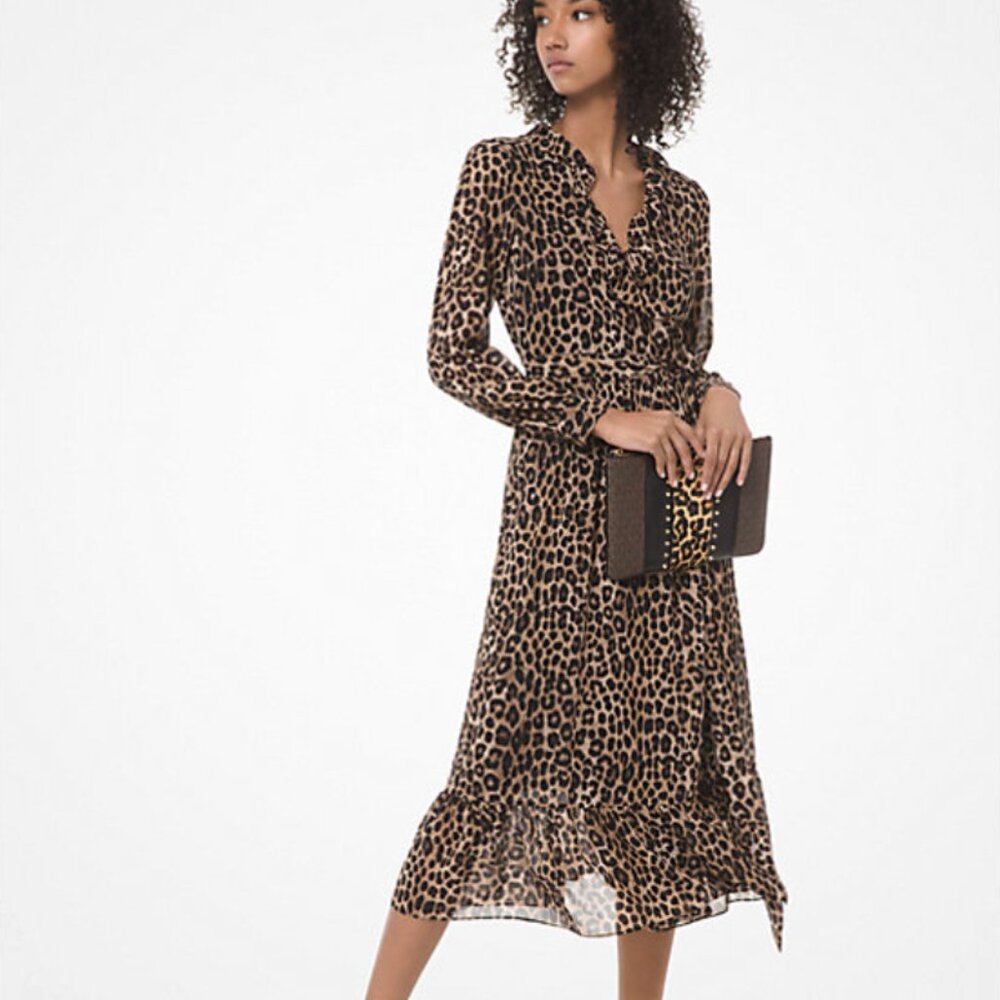 MICHAEL KORS Cheetah Print Wrap Dress Size XS